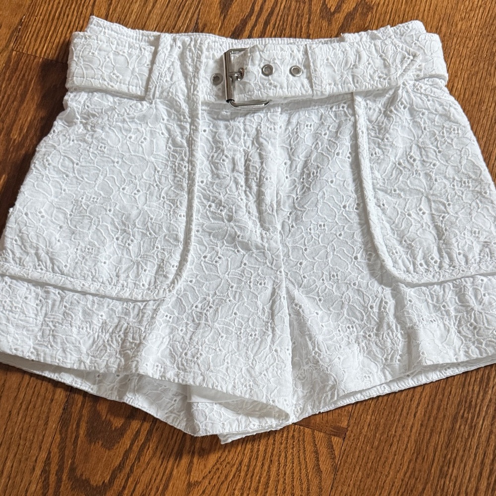 Derek Lam 10 Crosby Monterey white eyelet cotton shorts - size 0